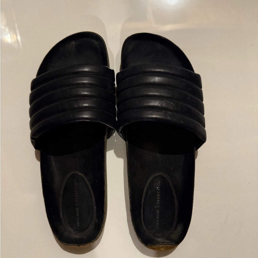 Zara Black Slide Sandals